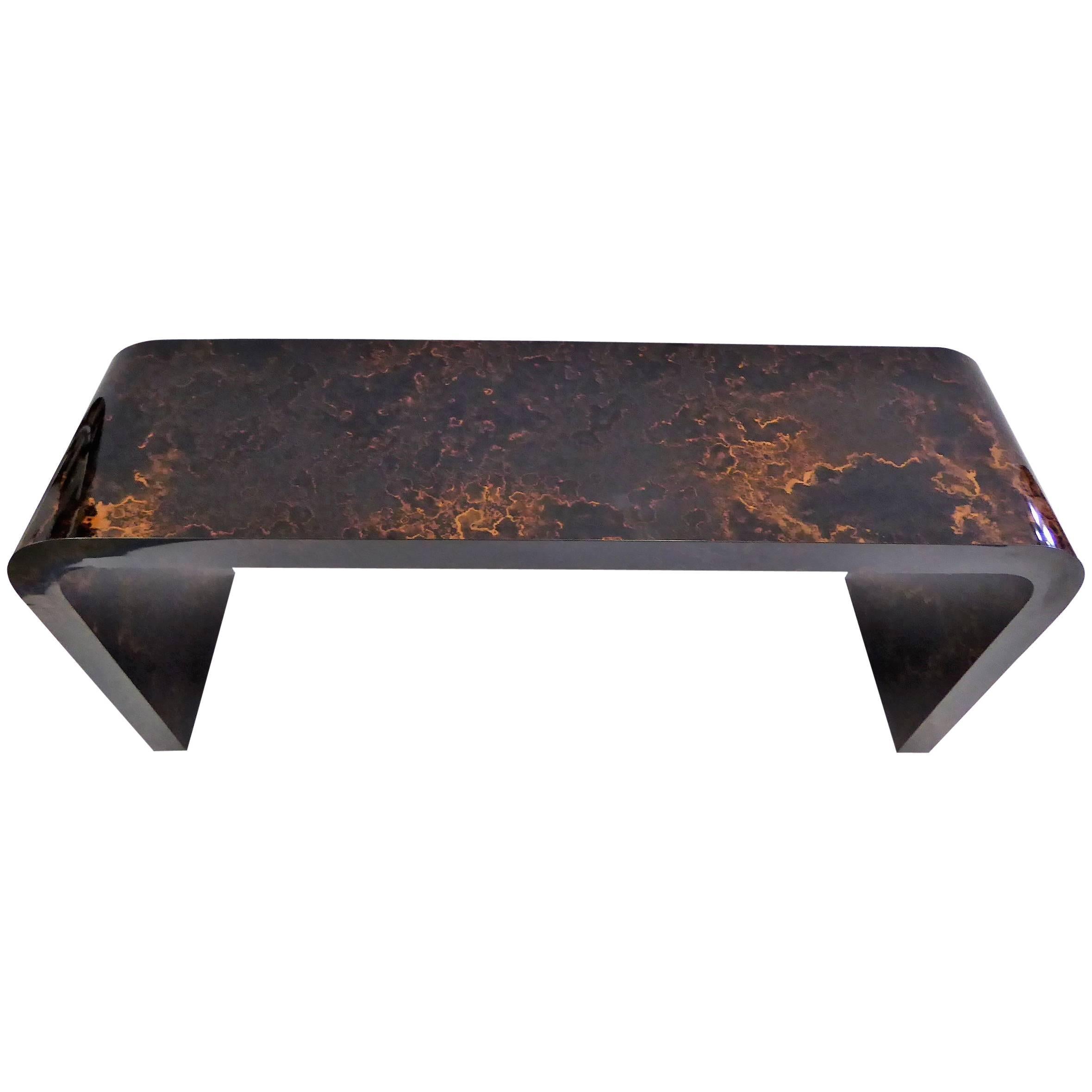 Karl Springer Inspired Faux Tortoise Waterfall Console Table