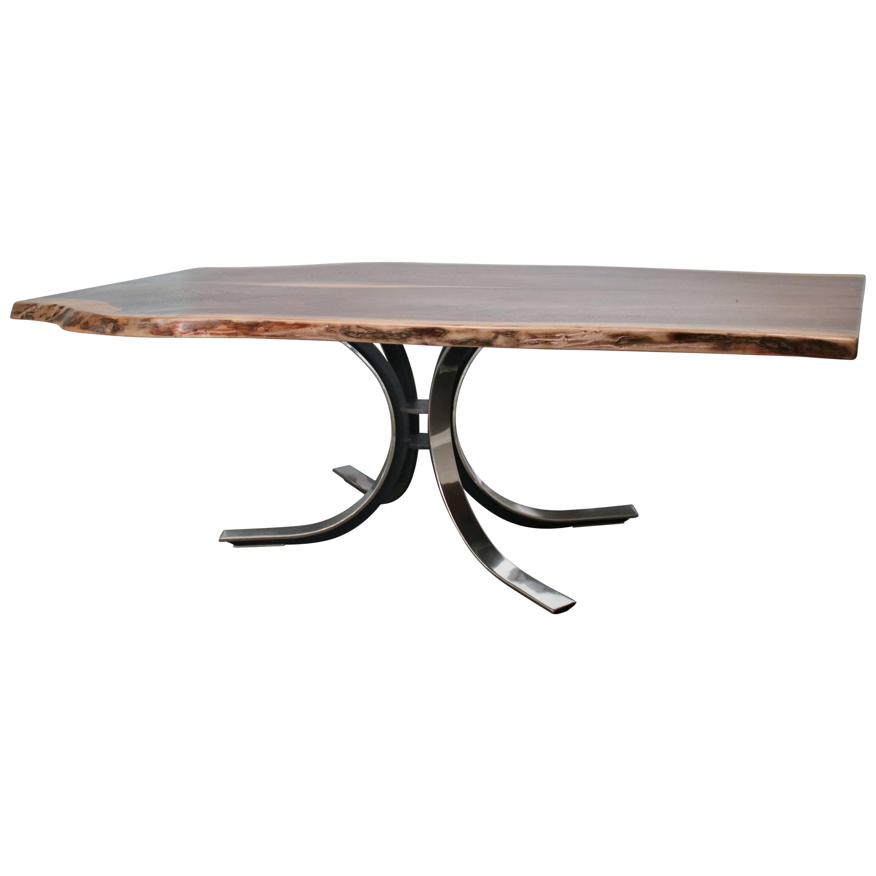 Osvaldo Borsani Table Base with Live Edge Walnut Top