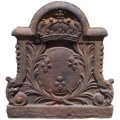 Antique Arms of France, 19th Century Cast Iron Fireback
