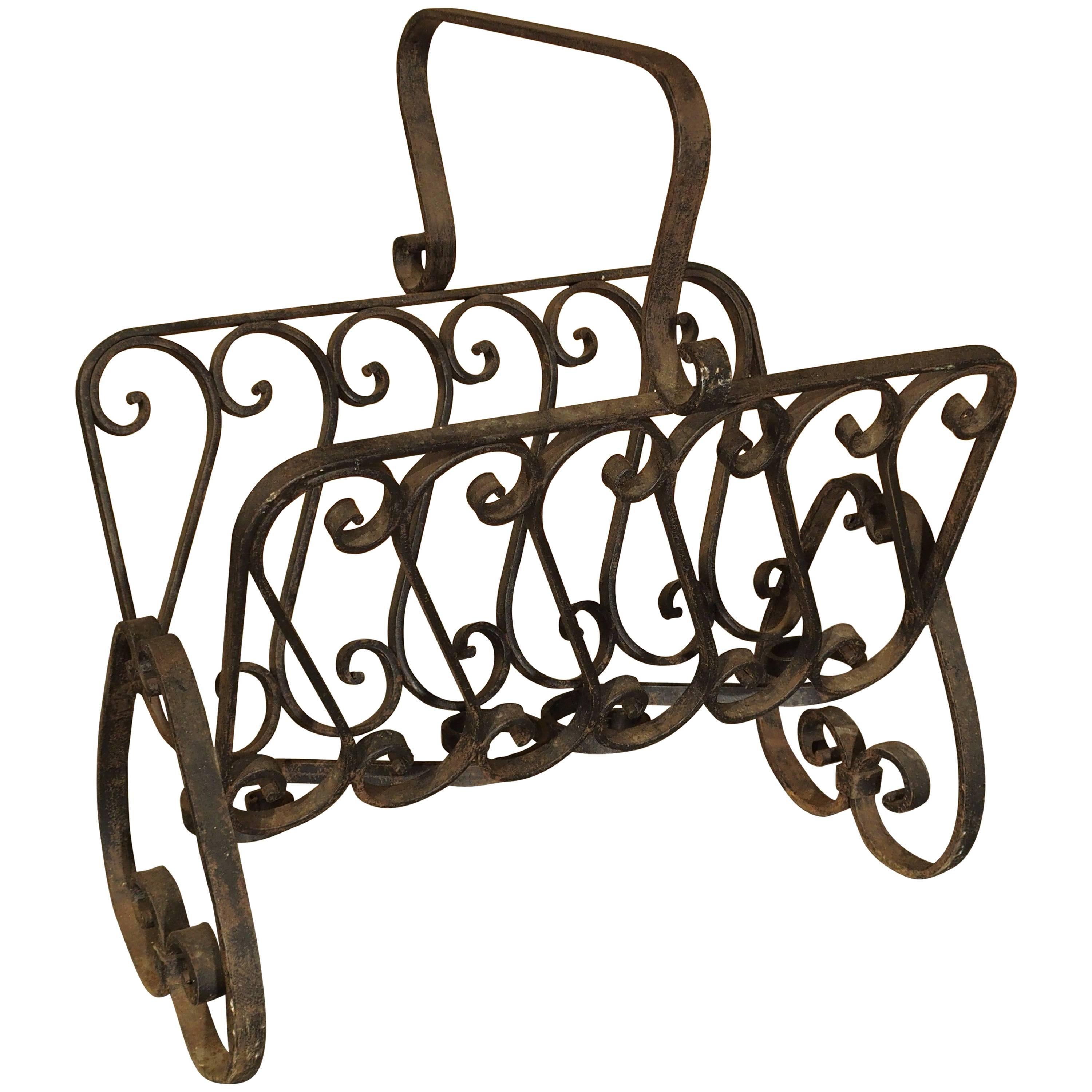 French Wrought Iron Document or Firewood Holder