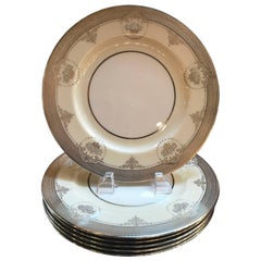 Set of Six Sterling Silver Overlay Service Plates 6