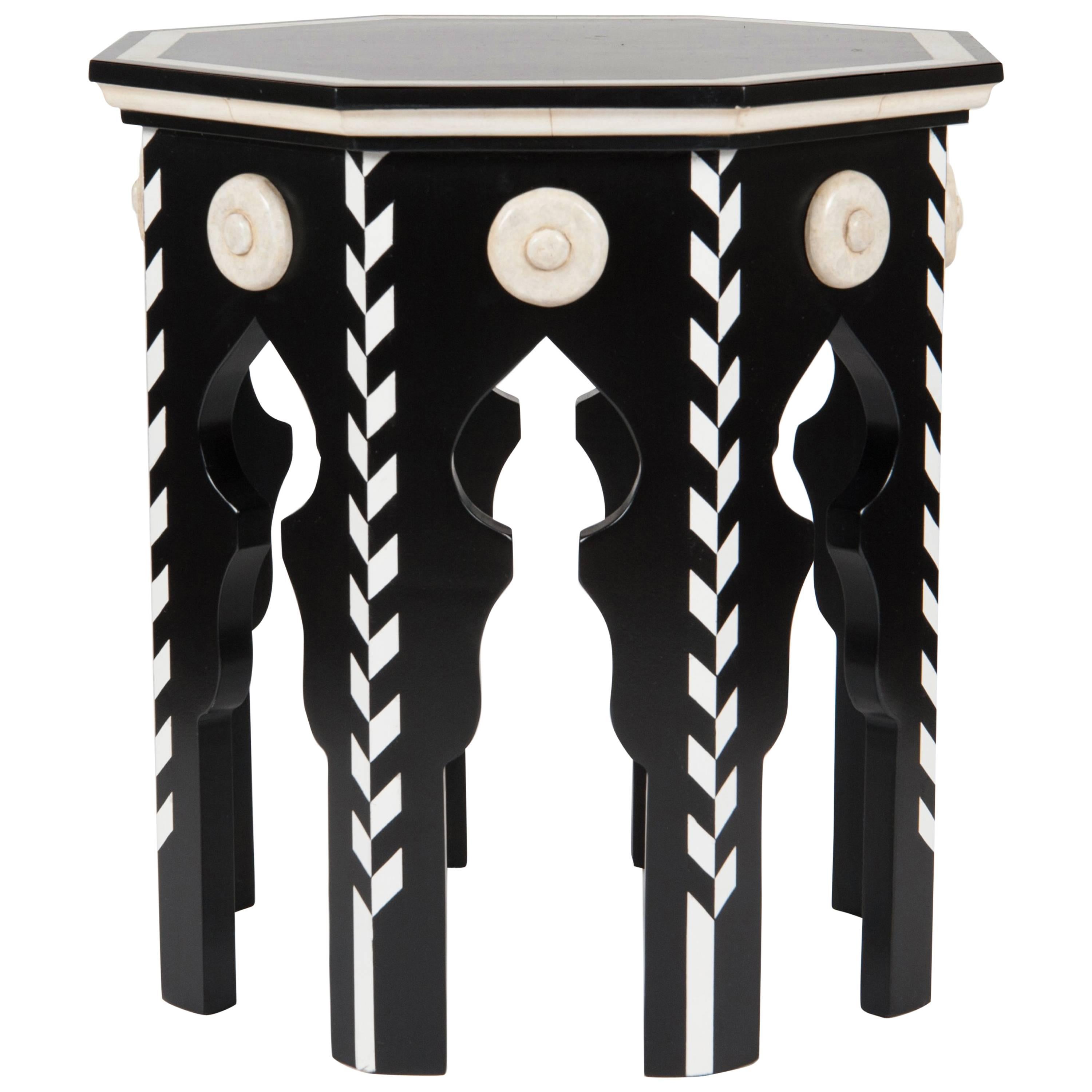 Pasha Side Table with Faux Ivory For Sale