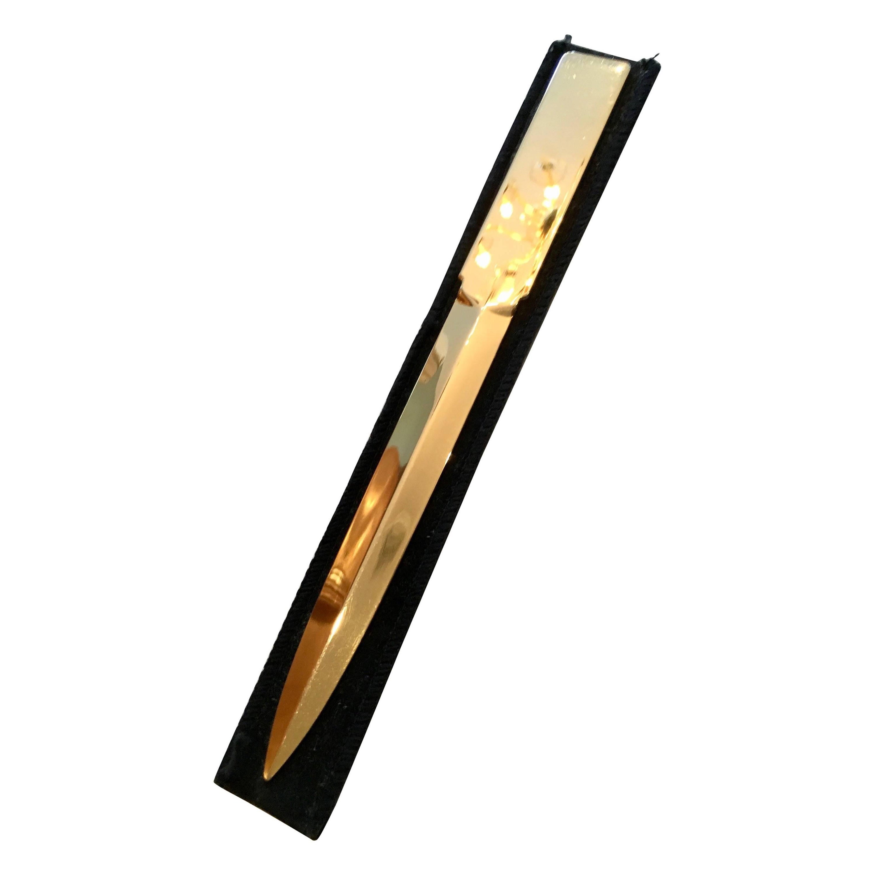 Gold Plate Letter Opener with Felt Case For Sale