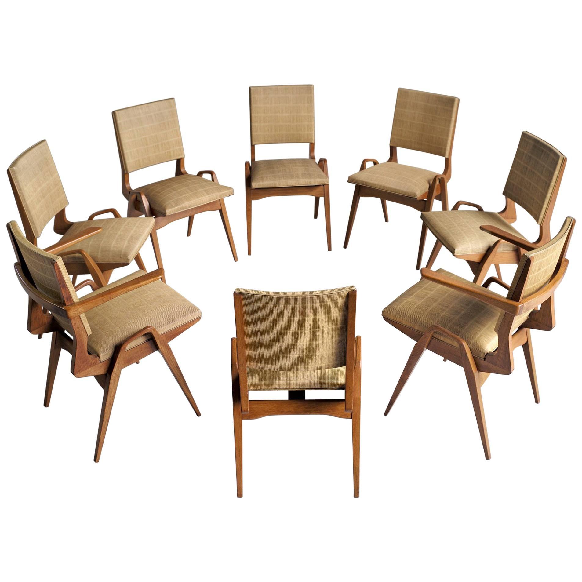 Set of Eight Dining Chairs by Maurice Pré, France, 1950