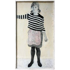 Patricia Algar, Full Length Mixed-Media Self Portrait On Board, 1965