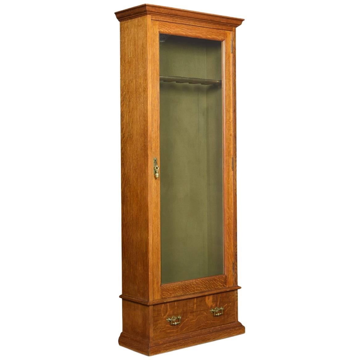 Late Victorian Oak Floor Standing Gun Display Cabinet