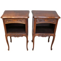 Pair of Carved Oak Bedside Tables