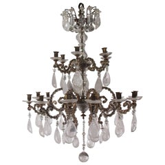 19th Century Chandelier of Rock Crystal and Glass