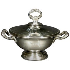 Rare Early 19th Century French Silver Plate Lidded Tureen, France, Circa 1830