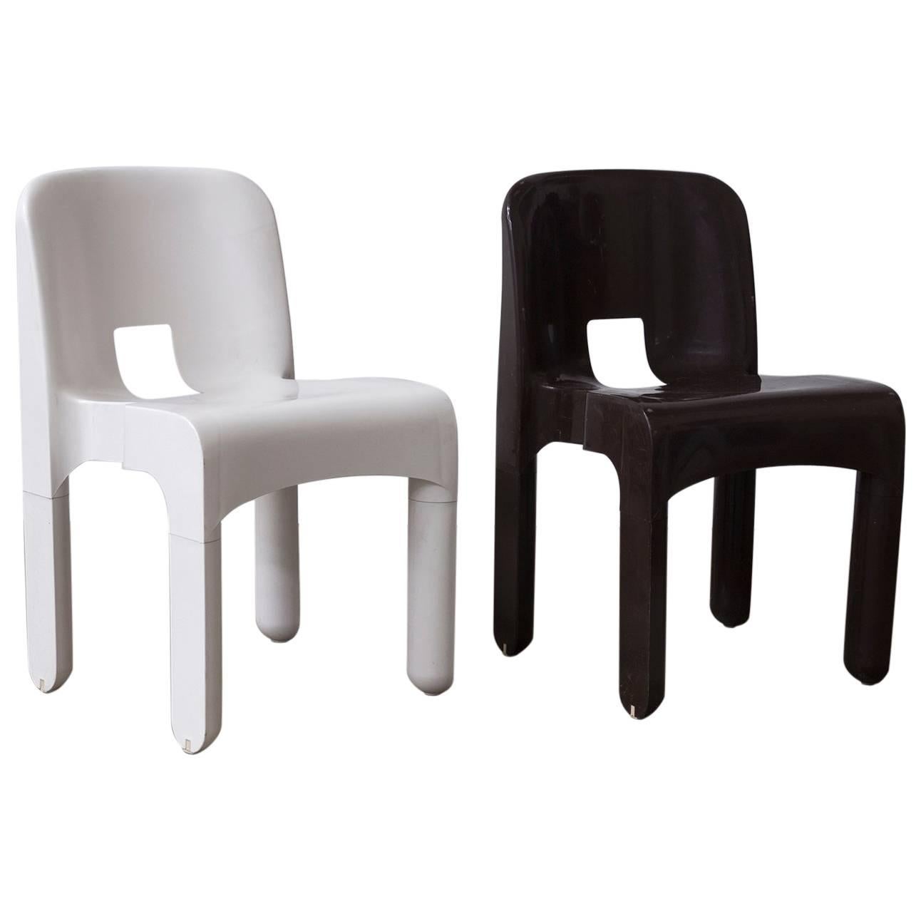 1967 Joe Colombo, Universale Plastic Chair, Type 4867 in Chocolate Brown & White