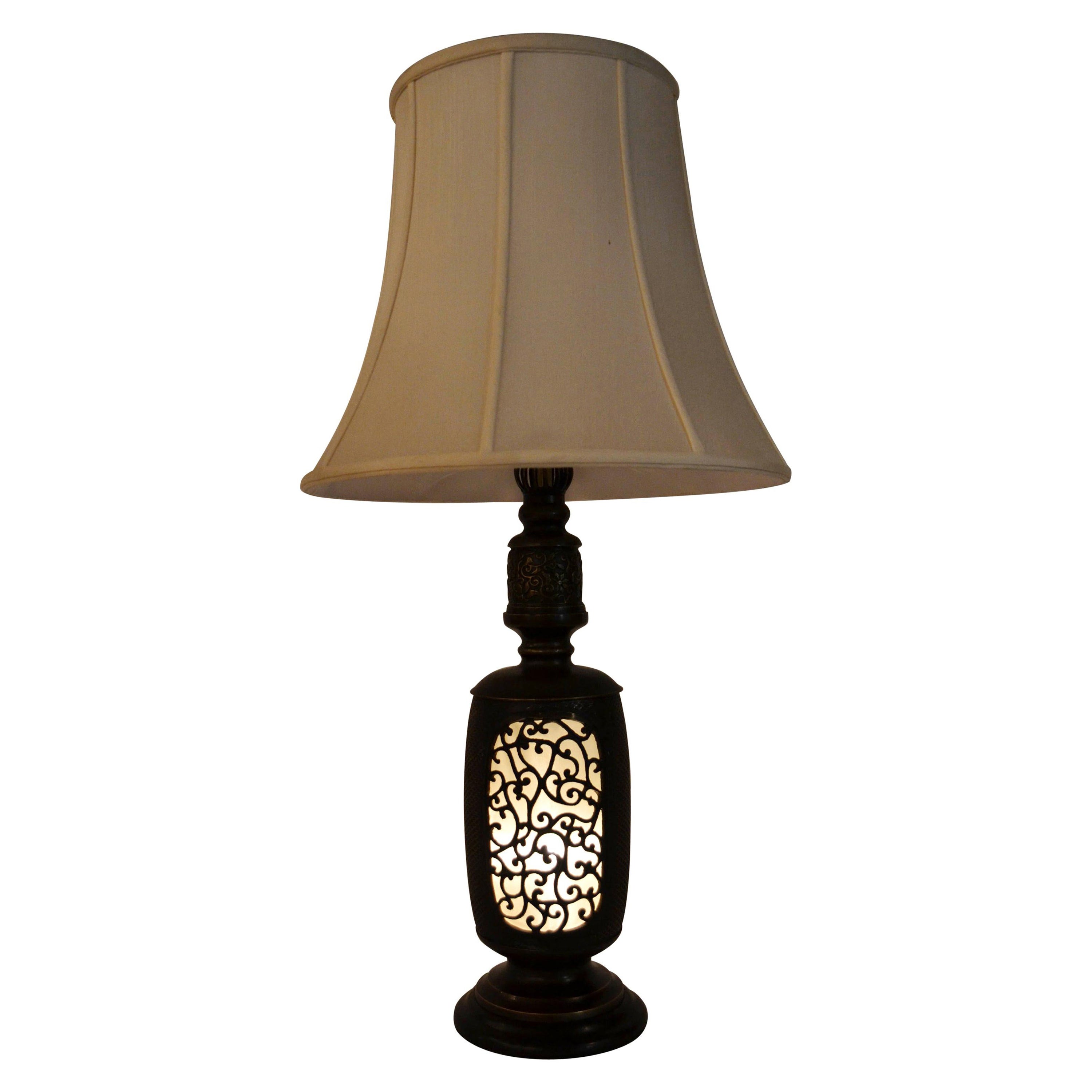 Antique Japanese Bronze Lantern Lamp For Sale