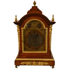Antique English Oak and Brass Bracket Chiming Clock 7
