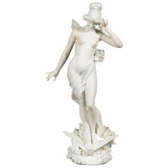 19th Century Italian Marble Figure of a Nymph on a Butterfly A. Batacchi