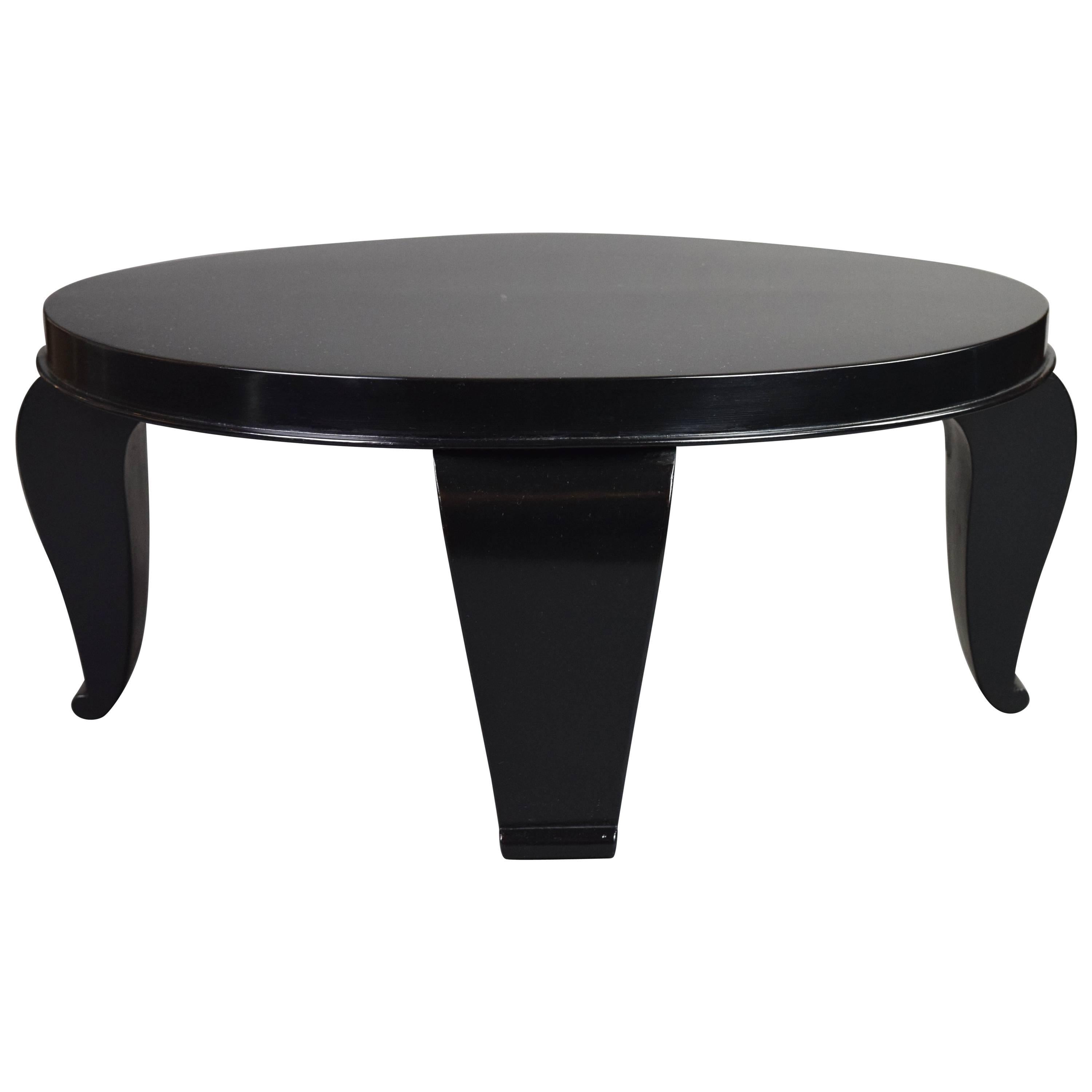 French Black Lacquer Table Attributed to Rene Prou For Sale