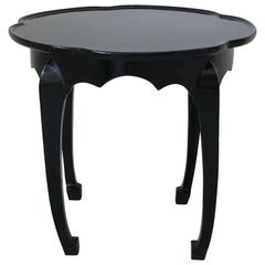 1960s Black Lacquered Asian Ming Style Side Table