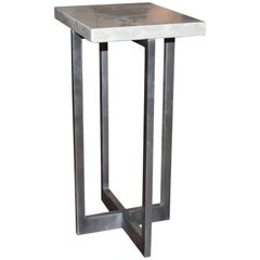 Polished Patinaed Steel End Table with Lagos Stone Top