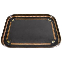 Victorian Large Black Lacquer Tray by Jennens & Bettridge