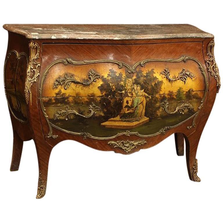 French Bronze-Mounted Vernis Martin Style Bombe Commode