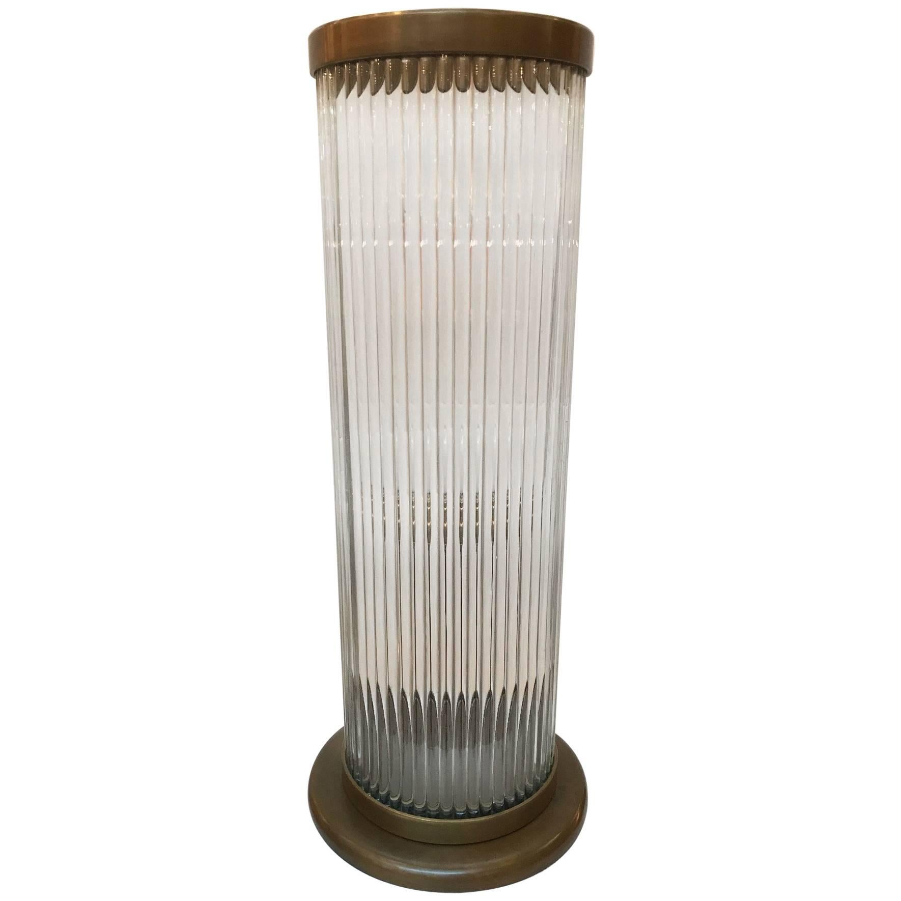 Glass and Bronze Cylindrical Lamp