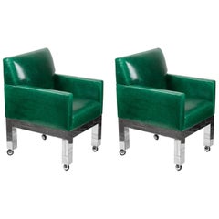 Pair of Chrome Cityscape Armchairs by Paul Evans