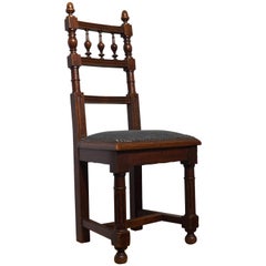 Handcrafted Carved Solid Oak Chair with Light Blue Upholstery for Child or Doll 6