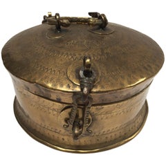 Anglo Indian Decorative Brass Lidded Tea Caddy