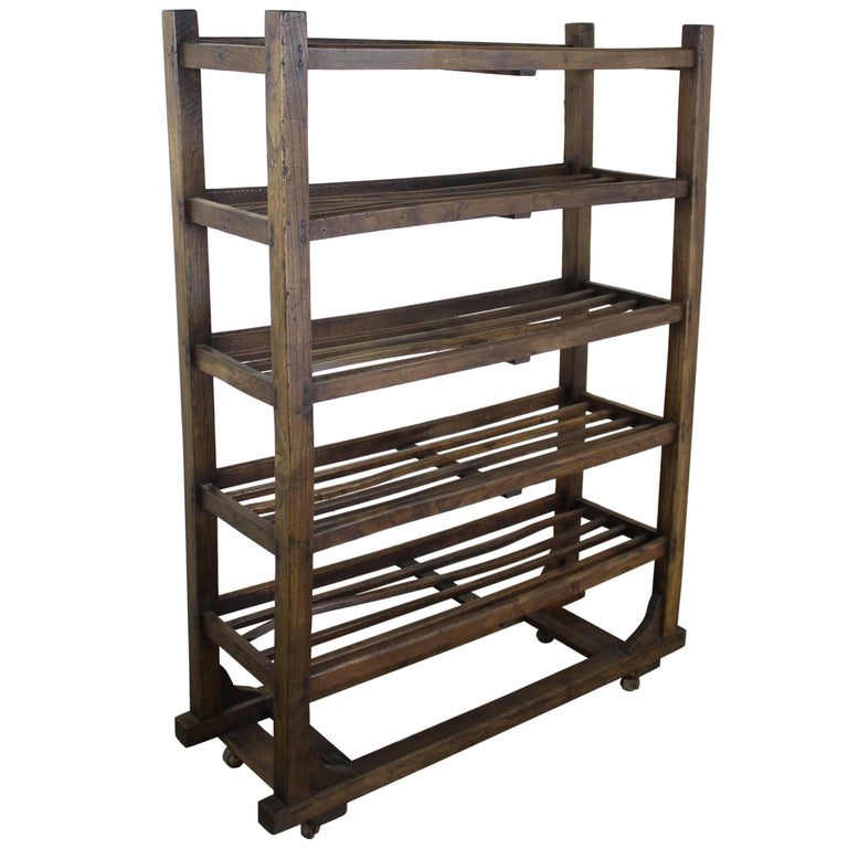 Antique French Elm Apple Rack or Standing Shelves at 1stDibs
