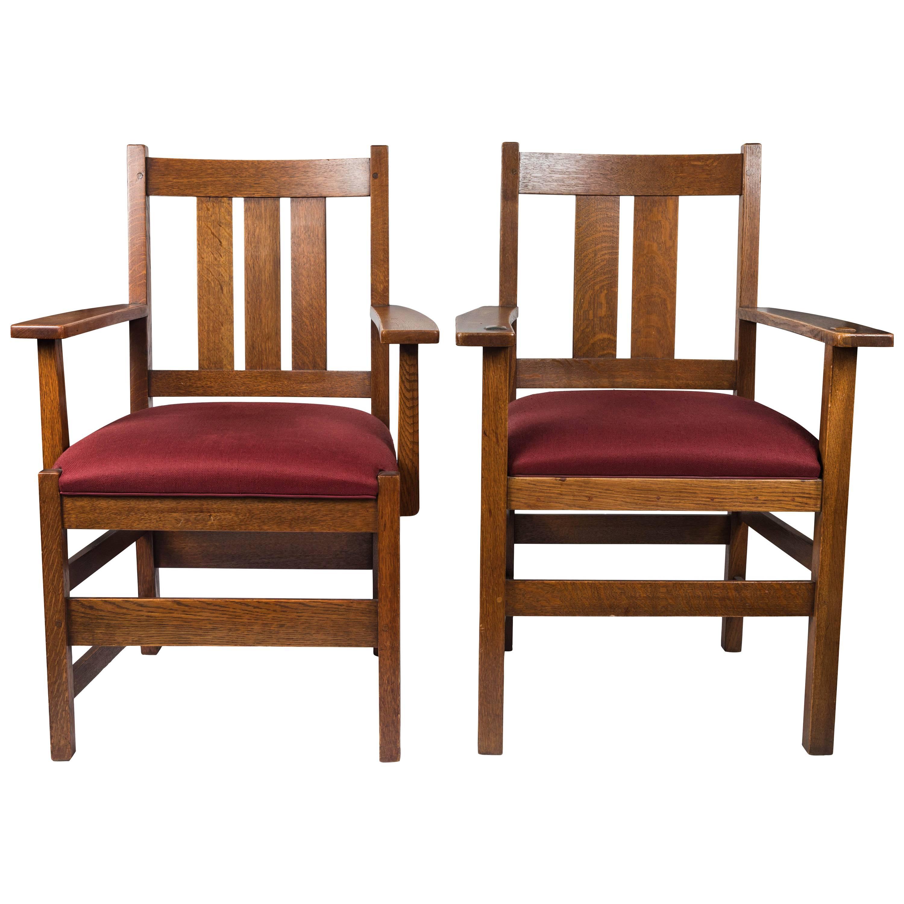 Pair of Signed Stickley Armchairs