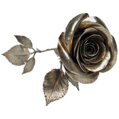 Vintage Rare 20th Century English Sterling Silver Rose