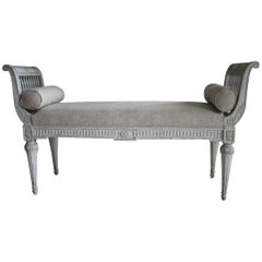 19th Century French Louis XVI Carved and Painted Bench