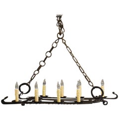 18th Century Wrought Iron Cremaillere Chandelier