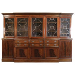 Antique Monumental 19th Century Grand English Mahogany Bookcase, Secretary