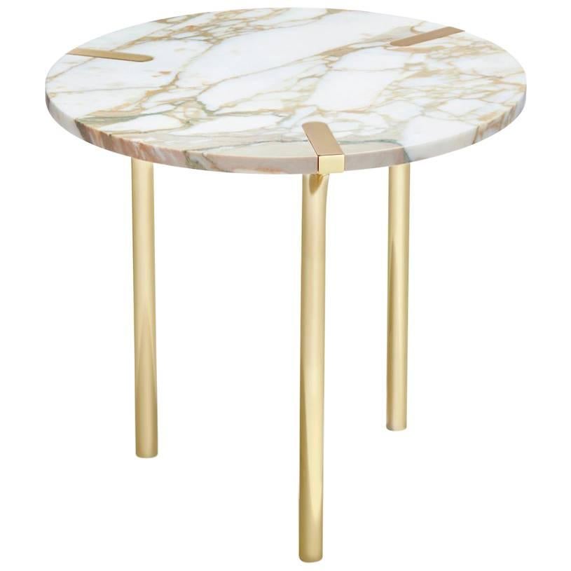 Sereno End Table in Calacatta Marble and Polished Gold by ANNA New York