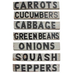 Vintage Folk Art Hand-Painted Farm Stand Signs