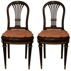 Pair of Antique French Mahogany and Ormolu-Mounted Chairs