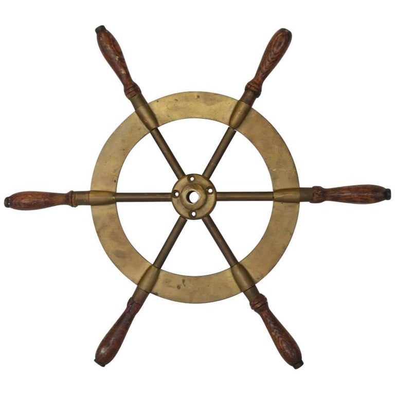 Antique Brass Boat Ship Steering Wheel at 1stDibs