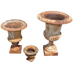 Group of 19th Century Original Painted Iron Urns 10