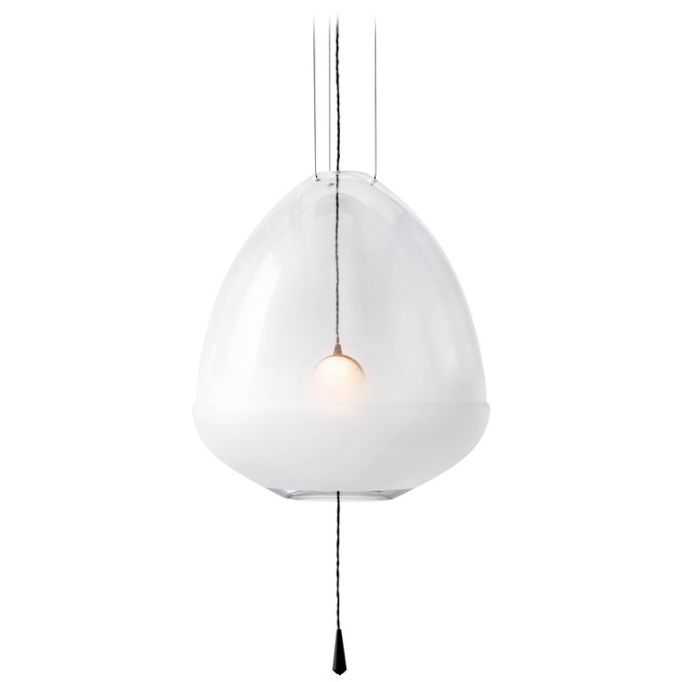 Durchsichtige runde weiße Lampe von Vantot, hergestellt in Deutschland 1