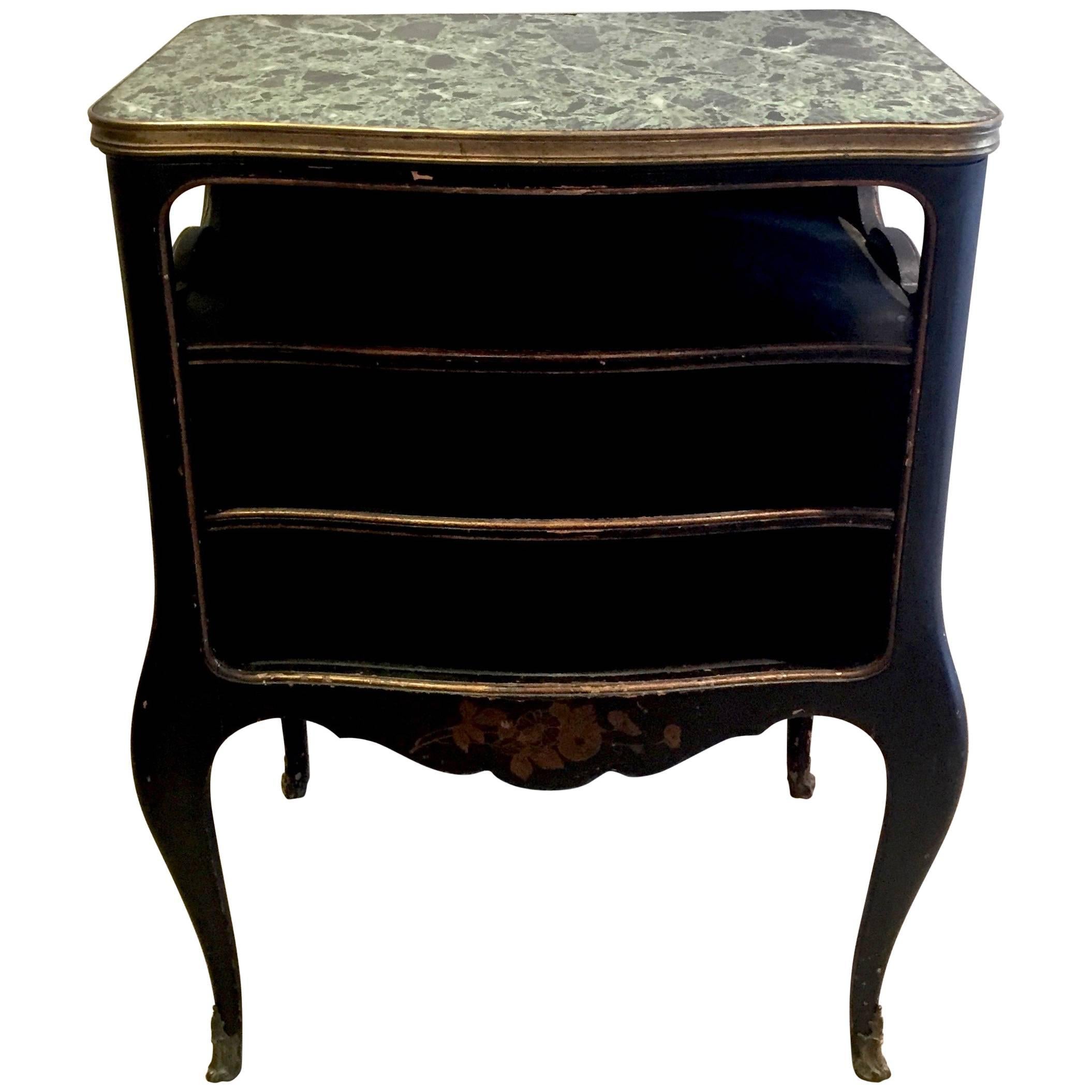 Commode French 18th Century Black Chinoiserie Lacquer For Sale
