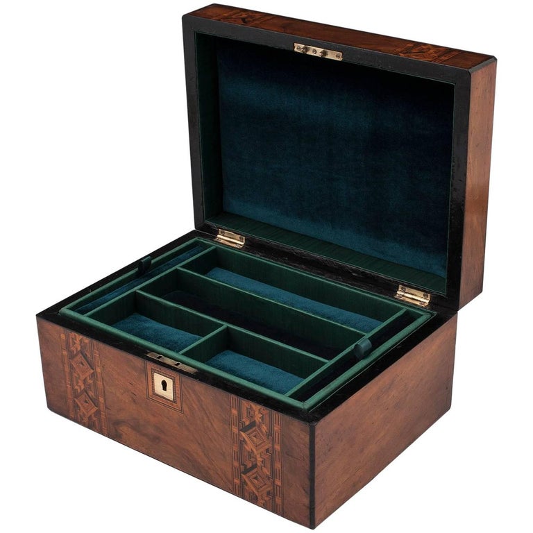 Tunbridge Style Victorian Walnut Jewelry Box at 1stDibs
