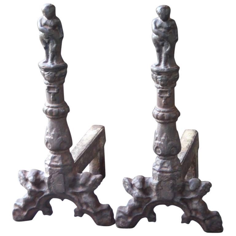 Large 19th-20th Century French Andirons or Firedogs