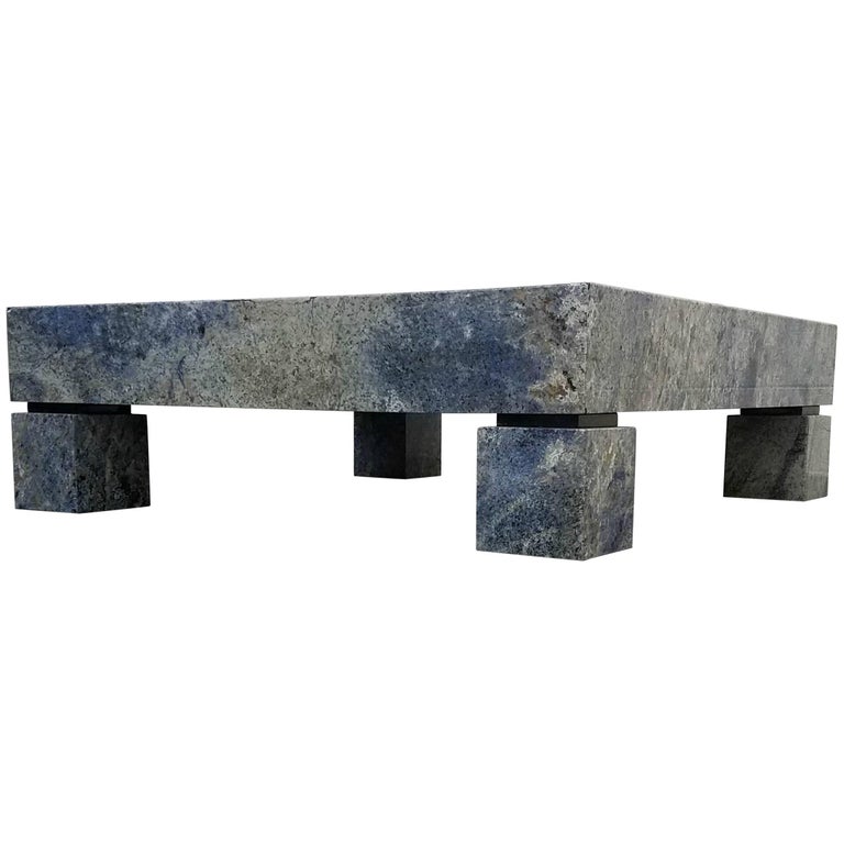 Low Blue and Green Square Granite Coffee Meditation Table at 1stDibs