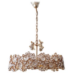 Free Shipping, Amazing! Brass and Crystal Chandelier by Palwa, 1970, 4