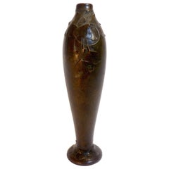 Hugo Elmqvist, an Art Nouveau Patinated Bronze Vase, Signed