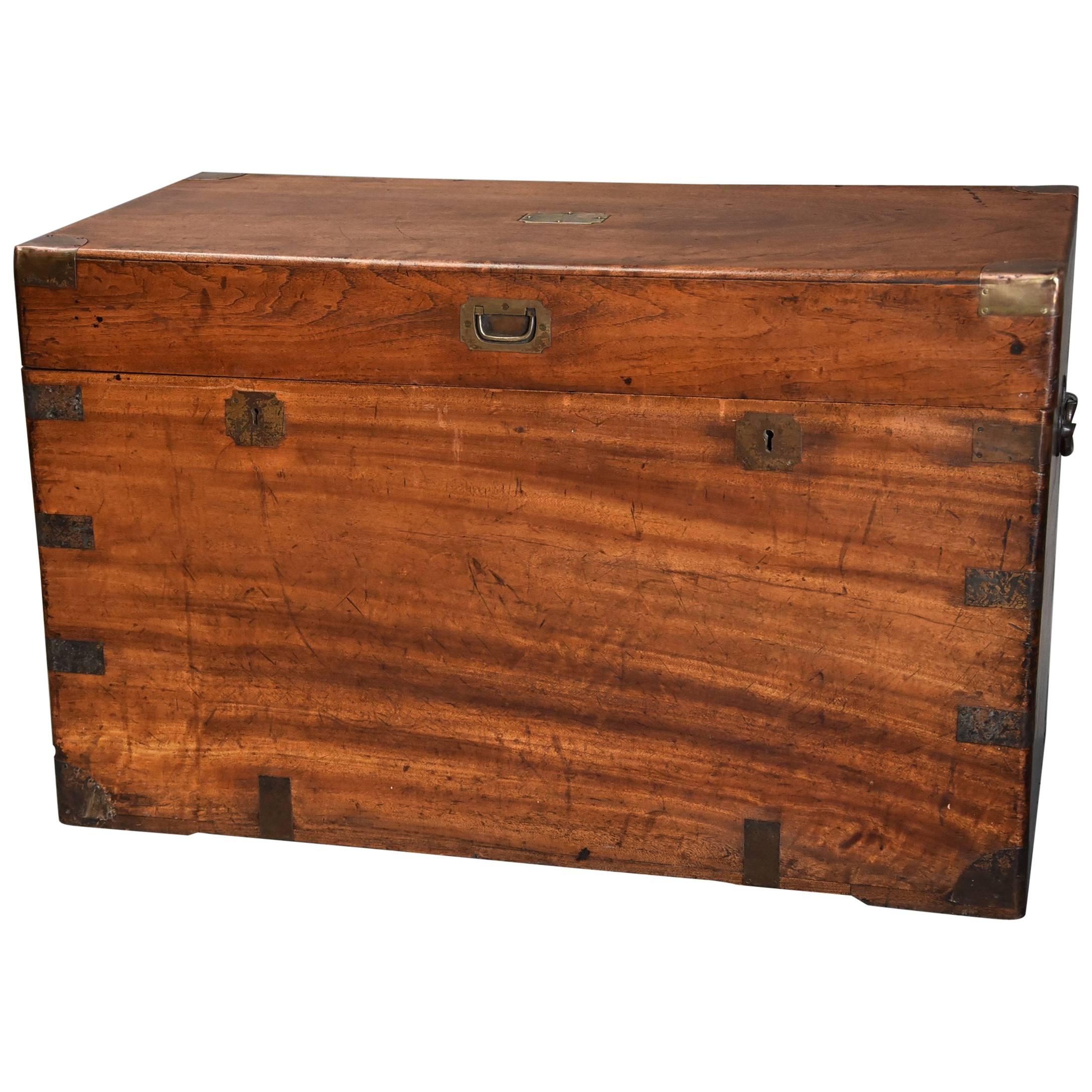 Late 19th Century Military Camphor Wood Travelling Trunk of Good Patina