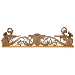 Silvered and Gilt Bronze Antique French Fireplace Fender in the Neo-Gothic Style