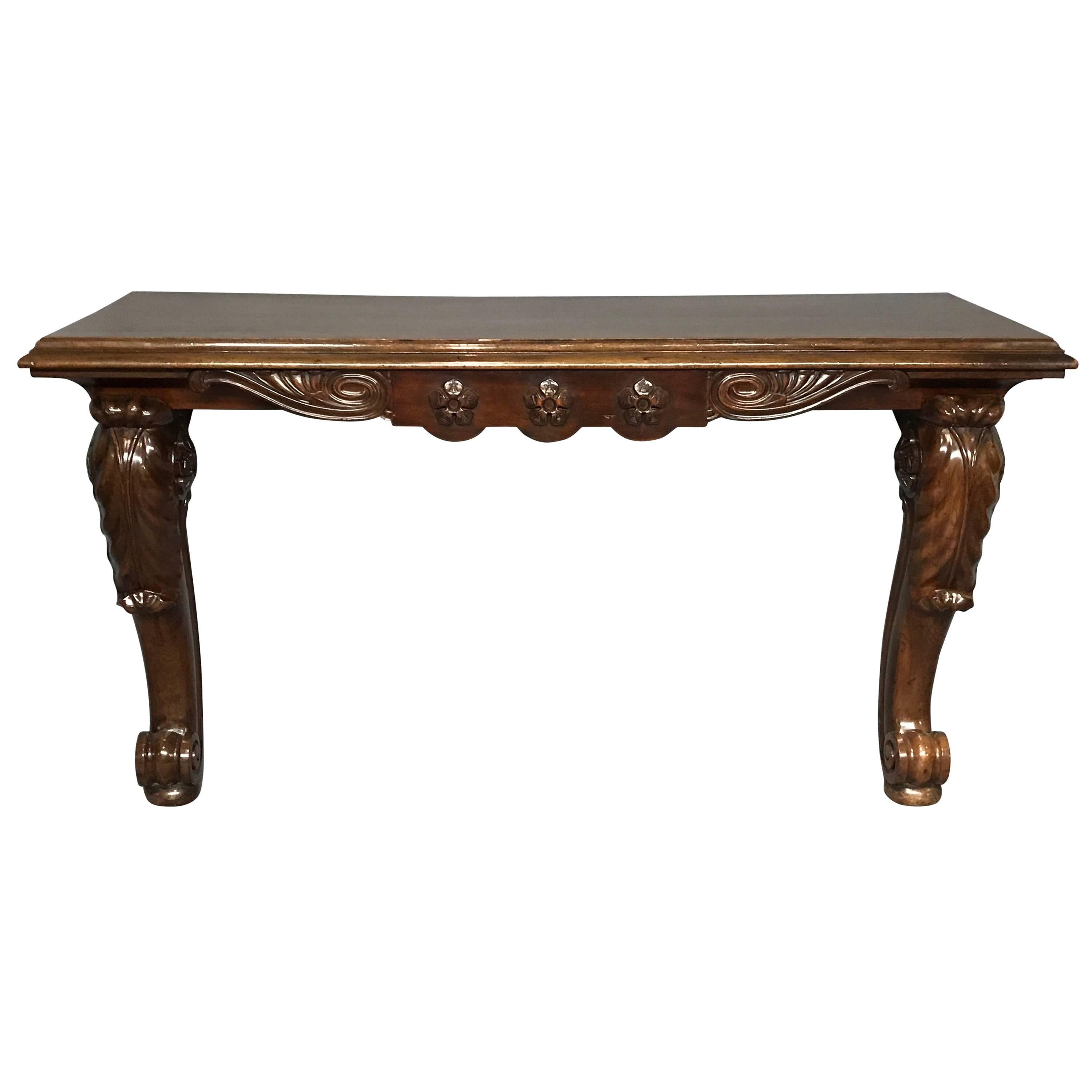 Large 19th Century Mahogany Console Table in the Manner of George Smith For Sale