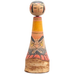 Retro Kokeshi Japanese Wood Hand Painted Doll - Free Shipping