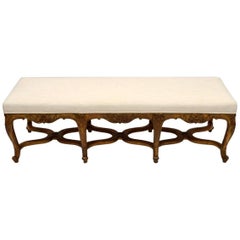 Long Antique French Giltwood Stool