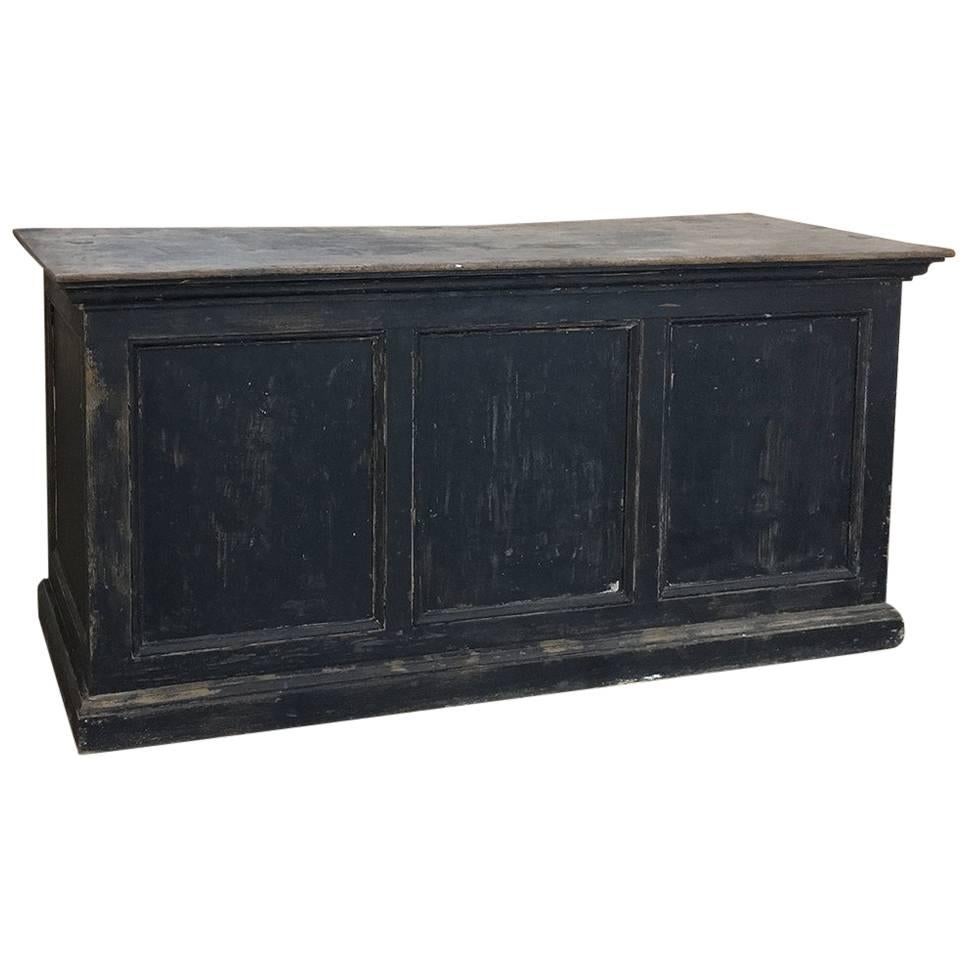 19th Century Rustic Painted Store Solid Pine Counter